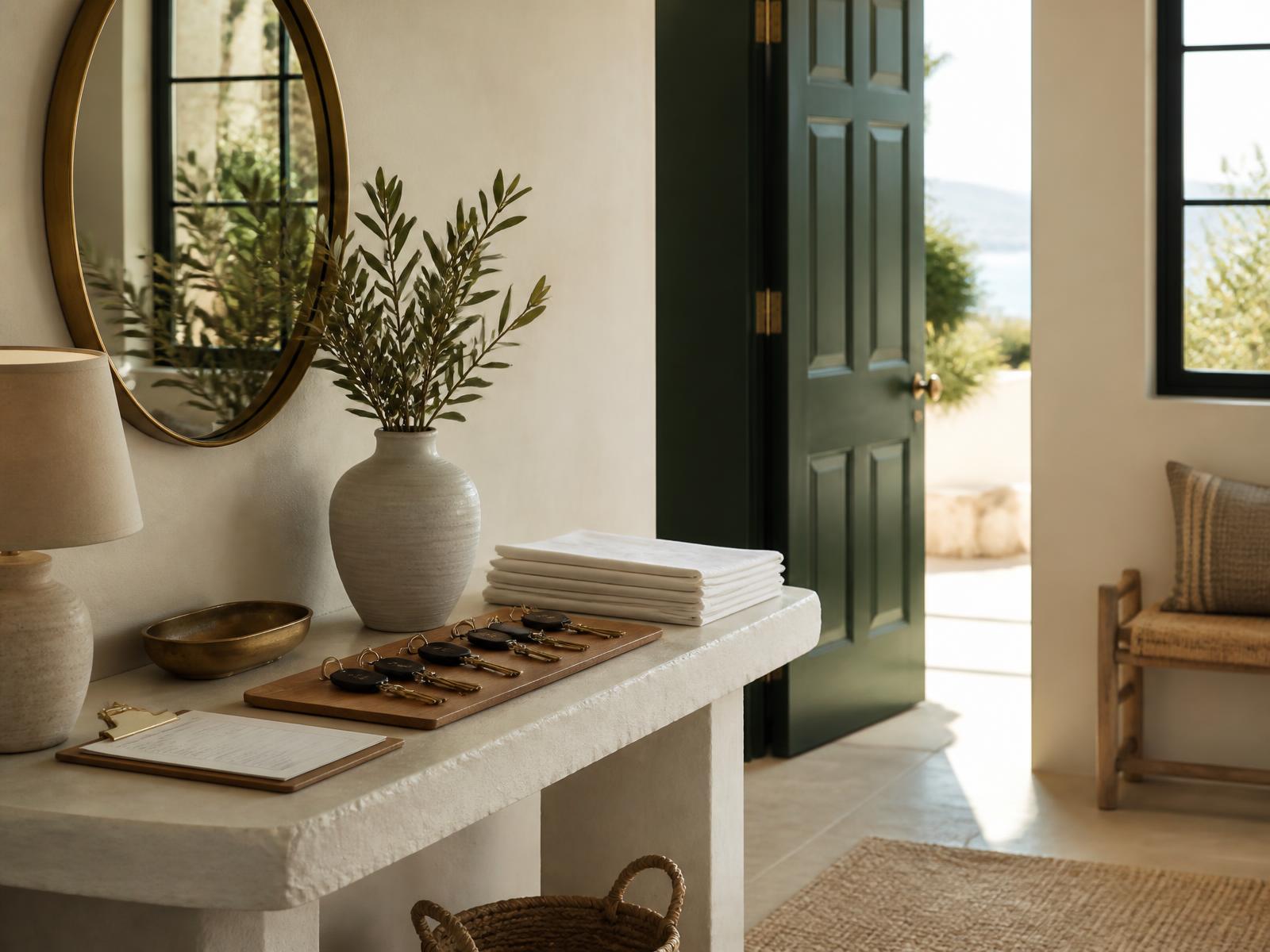 Guest keys and fresh linen prepared for a short-stay arrival